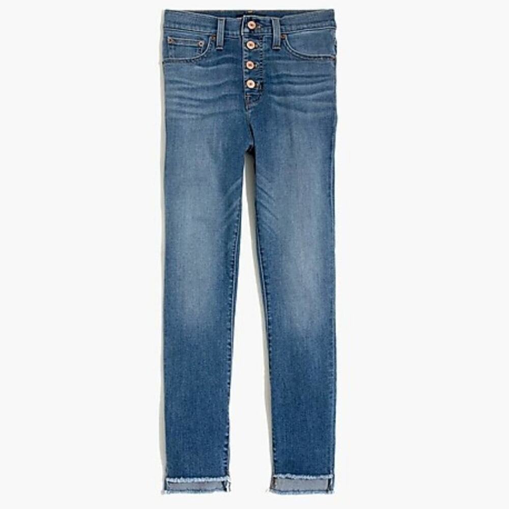 J. Crew Highest Rise button fly raw hem blue jeans size 22
